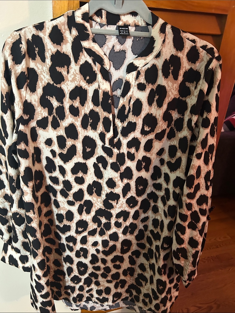 SHEIN Leopard Print Tunic in Black and Tan